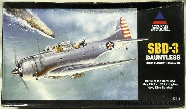 Accurate Miniatures 1/48 SBD-3 Dauntless - Battle of the Coral Sea May 1942 USS Lexington, 3411 plastic model kit