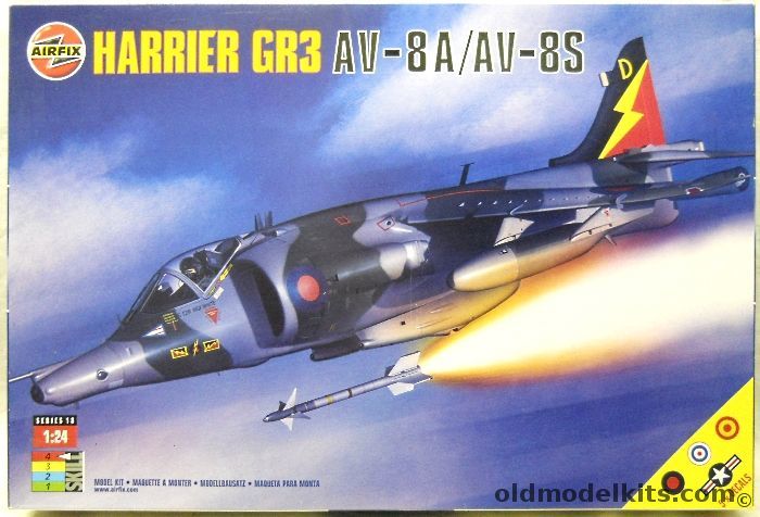 Airfix 1/24 Hawker Harrier GR3  AV-8A / AV-8S - RAF / US Marines / Spain / Thailand, 18003 plastic model kit