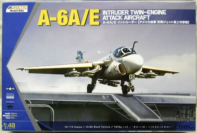 Kinetic 1/48 Grumman A-6A/E Intruder - VA-115 Eagles / VA-85 Black Falcons / 1970s A-6A / 1980 A-6E / A-6E Desert Storm, K48034 plastic model kit