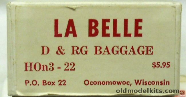 La Belle HO D&RG Baggage Car Narrow Gauge HOn3 - HO Scale Craftsman Kit, HOn3-22 plastic model kit