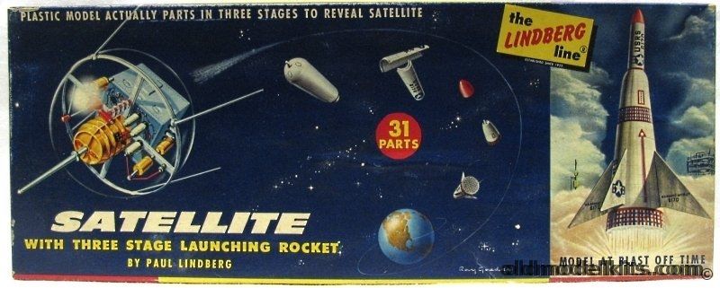 Lindberg Satellite  With Three Stage Launching Rocket, 1004-98 plastic model kit