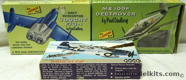 Lindberg Vought F7U-1 Cutlass / Lindberg Me-109F Destroyer / Hawk Wildcat F4F - (F7U1), 427 plastic model kit