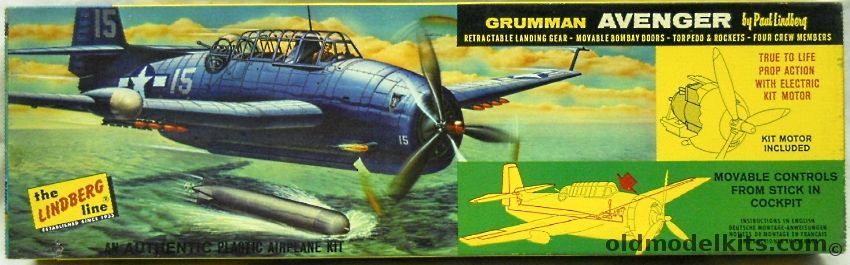 Lindberg 1/48 Grumman TBF Avenger - With Movable Control Surfaces from the Cockpit and Motorized Prop, 527M-198 plastic model kit