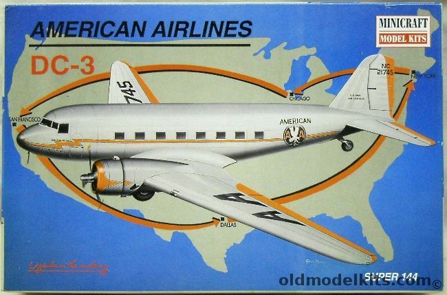 Minicraft 1/144 Douglas DC-3 American Airlines Flagship Phoenix - Plus Leading Edge Decals For Pacific Western CF-PWI / QCA / Air North / Pacific Western CF-IHO, 14490 plastic model kit