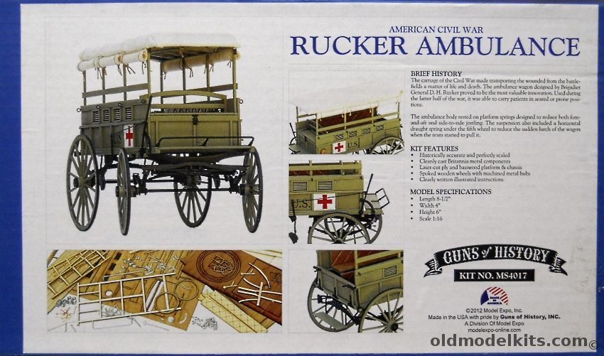 Model Expo 1/16 American Civil War Rucker Ambulance by Guns of History Inc., MS4017 plastic model kit