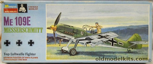 Monogram 1/48 Me-109 Messerschmitt (Bf-109) - Blue Box Issue, PA74-6800 plastic model kit