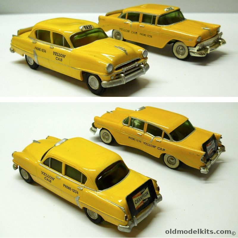 PMC 1/25 Yellow Cab Taxi 1954 Plymouth Belvedere 4 Door And 1956 Chevrolet Bel Air 4 Door Promo plastic model kit