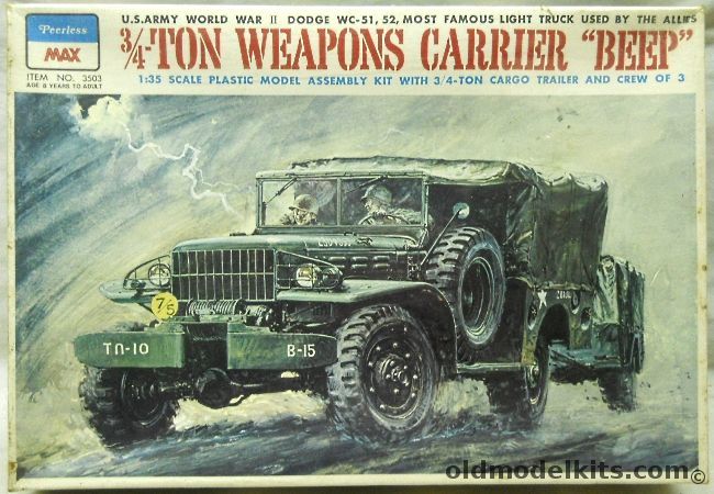 Peerless-Max 1/35 3/4 Ton Weapons Carrier Beep WC-51 WC-52 With Cargo Trailer And Crew, 3503 plastic model kit