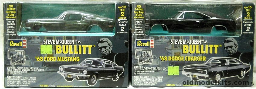 Revell 1/25 Steve McQueen Bullitt 1968 Ford Mustang and 1968 Dodge Charger, 85-1513 plastic model kit