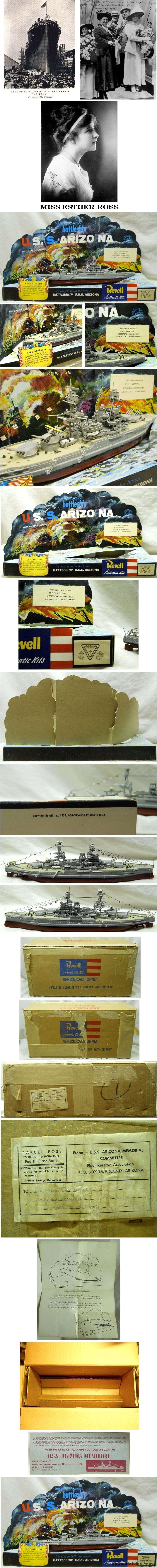 Revell Documented Arizona Factory Display Owned By Esther Ross, Who Christened The USS Arizona plastic model kit