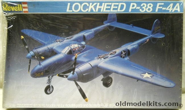 Revell 1/72 Lockheed P-38F or F-4A - 343rd FG 54th FS 11th Air Force Aleutians 1942 or 8th Photo Recon Group F-4C India 1942, 4521 plastic model kit