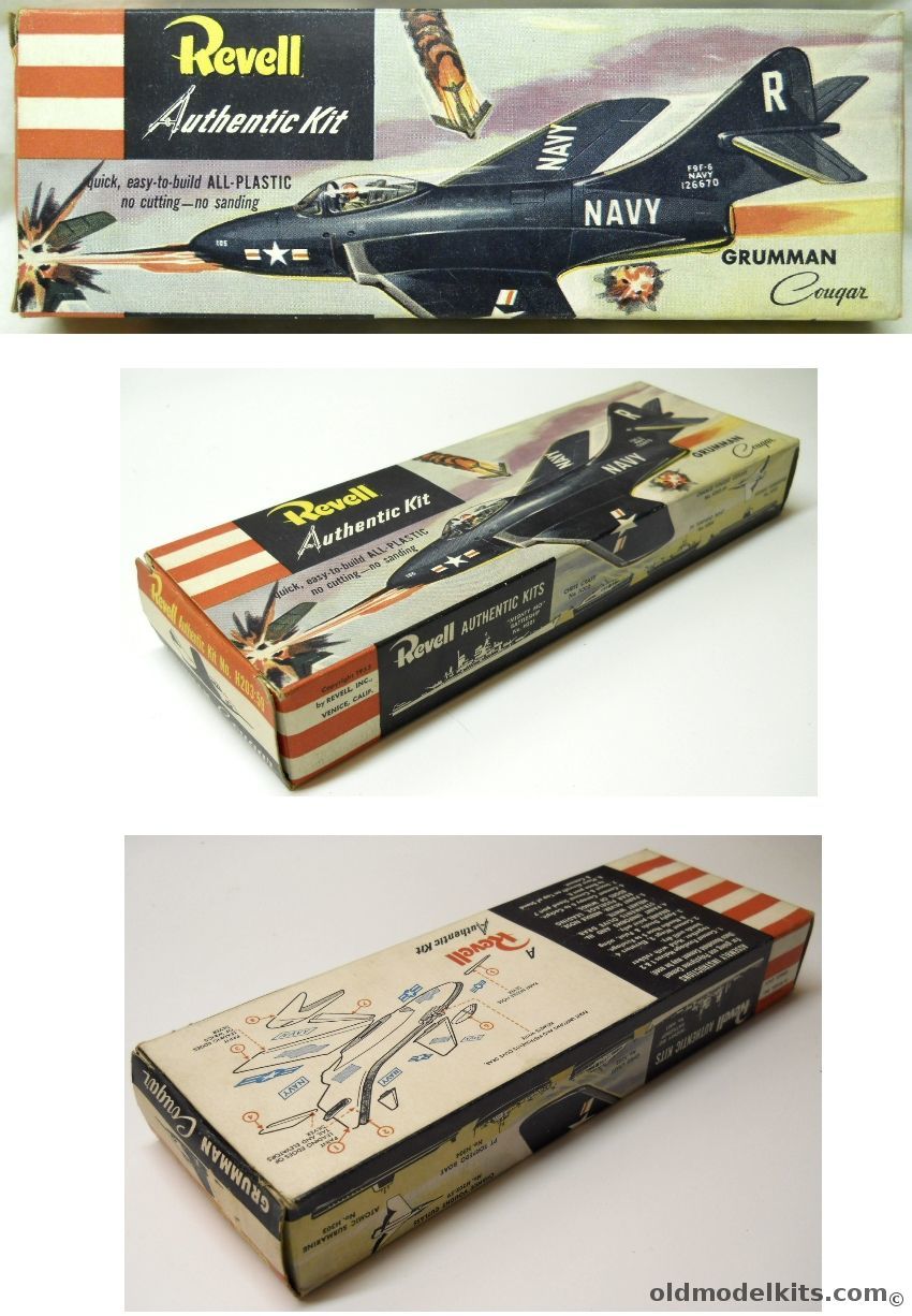 Revell 1/52 Grumman F9F-8 Cougar - First Issue Pre-'S' 1 Piece Box - (F9F8), H203-59 plastic model kit