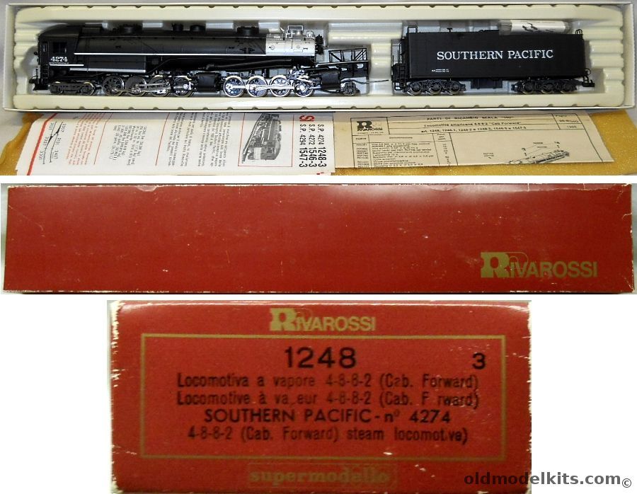 Rivarossi 1/87 Southern Pacific No. 4274 Cab Forward 4-8-8-2 Steam Locomotive and Tender, 1248 plastic model kit