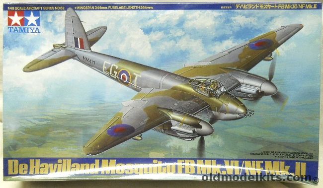 Tamiya 1/48 DeHavilland Mosquito FB Mk.VI/NF Mk.11 - RAF No. 143 Sq / No. 157 Sq / No. 487 Sq, 61062 plastic model kit