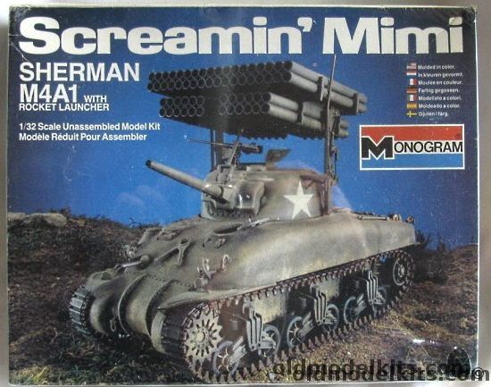 Monogram 1/32 Sherman M4A1 Screamin' Mimi - with T34 Rocket Launcher, 6500 plastic model kit