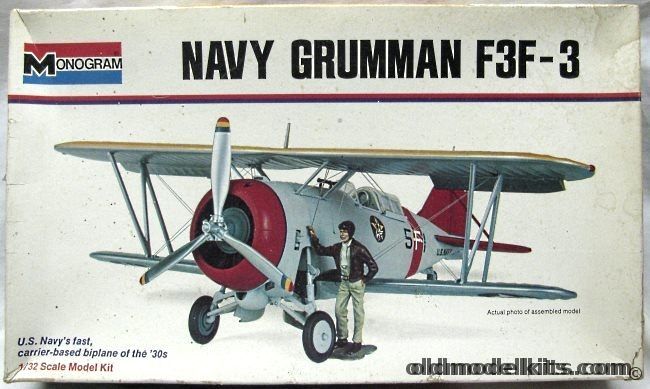 Monogram 1/32 Navy Grumman F3F-3 - White Box Issue (F3F3), 6851 plastic model kit