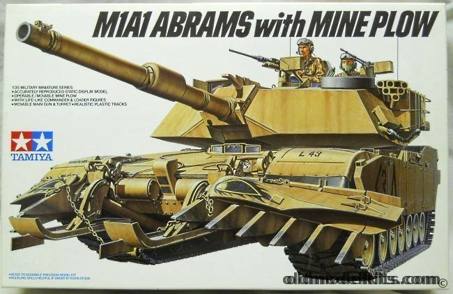 Tamiya 1/35 M-1 Abrams Tank with Mine Plow, 35158 plastic model kit