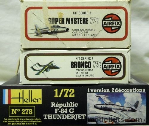 Airfix 1/72 Super Mystere / OV-10 Bronco / THREE F-84G Thunderjet, 03020-3 plastic model kit
