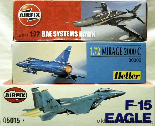 Airfix 1/72 BEA Systems Hawk / Heller Mirage 2000C / TWO Airfix F-15 A/B Eagle, A03073 plastic model kit