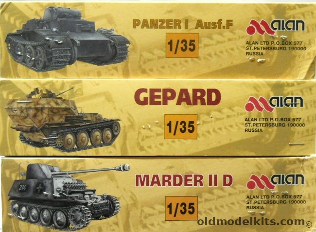 Alan 1/35 Panzer I Ausf. F And Gepard Flakpanzer 38(t) And Marder II D, 007 plastic model kit