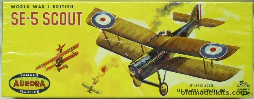 Aurora 1/48 British SE-5 Scout - With Parents Magazine Seal - Yellow Box Issue, 103-79 plastic model kit