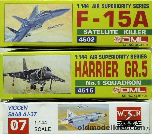 DML 1/144 F-15A Eagle Satellite Killer / Harrier GR.5 / Saab AJ-37 Viggen, 4502 plastic model kit