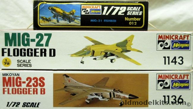 Hasegawa 1/72 Mig-21 F-13 Fishbed / TWO Mig-27 Flogger D / TWO Mig-23 S Flogger B, 012 plastic model kit