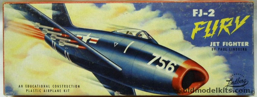 Lindberg 1/48 FJ-2 Fury Jet Fighter - First Logo Small Box Issue, 516 plastic model kit