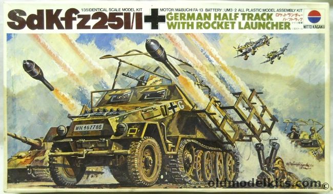 Nitto 1/35 Hanomag Sd.Kfz 251/1 Half Track - Motorized- German Half Track With Rocket Launcher - Afrika Korps / Bodyguards Regiment / National Defense Forces / Ambulance, 388-600 plastic model kit