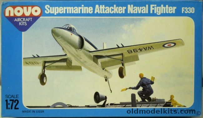 Novo 1/72 TWO Supermarine Attacker Naval Fighters - (ex Frog), F330 plastic model kit