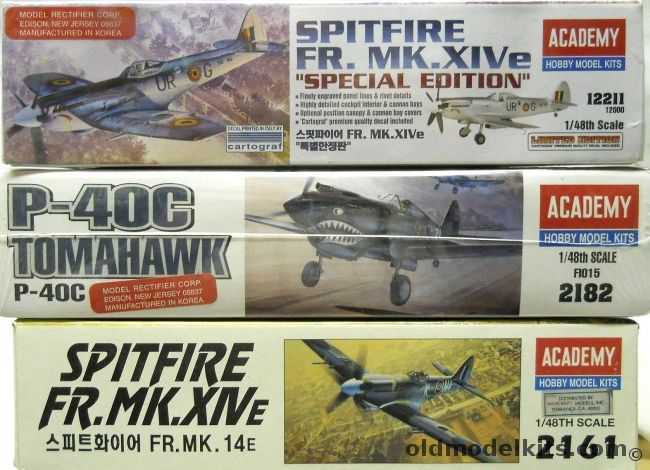 Academy 1/48 Special Edition Sptifire Fr. Mk.XIVe / P-40C Tomahawk / Spitfire Fr. Mk. 14e, 12211 plastic model kit