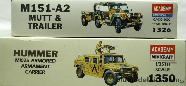 Academy 1/35 M1025 Hummer Armored Carrier and M151-A2 Mutt And Trailer, 1350 plastic model kit