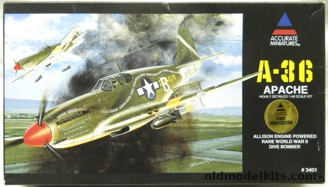 Accurate Miniatures 1/48 A-36 Apache Allison Powered Dive Bomber, 3401 plastic model kit