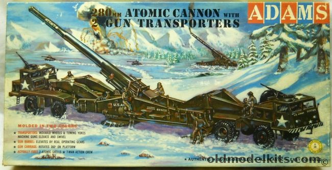 Adams 1/40 280mm Atomic Cannon With 2 Gun Transporters - M65, K153-398 plastic model kit
