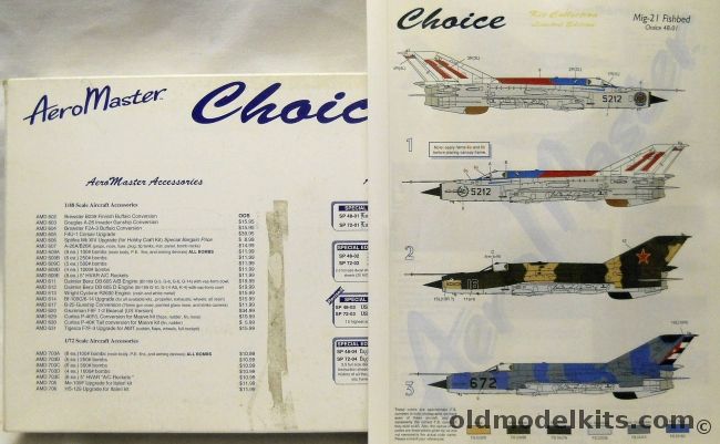 Aeromaster 1/48 Mig-21R / SMT / MF / bis Choice Issue - Mig-17 F or Lim-6B Polish Mig-17F with Drag Chute Tail Cone - Czech Air Force / Cuba / Soviet, CH4801 plastic model kit