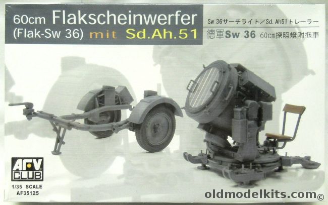 AFV Club 1/35 60cm Flakscheinwerfer Flak-Sw 36 Mit Sd.Ah.51, AF35125 plastic model kit