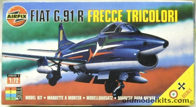 Airfix 1/72 Fiat G-91 R Frecce Tricolori - Luftwaffe WS-50 Erding West Germany 1959 / Italian Acrobatic Team 313 Gruppo Rivolto Air Base 1979, 01084 plastic model kit