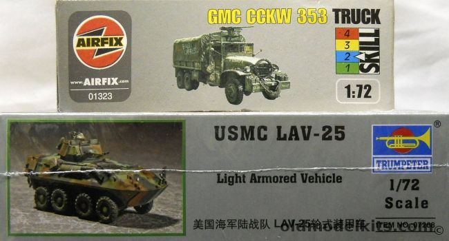 Airfix 1/72 GMC CCKW 353 Truck And Trumpeter USMC LAV-25, 01323 plastic model kit