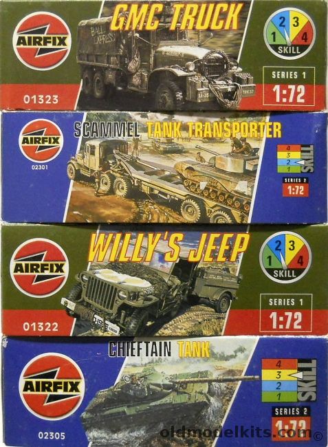 Airfix 1/72 GMC Truck / Scammel Tank Transporter / Willys Jeep / Chieftain Tank, 01323 plastic model kit
