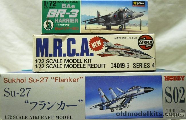 Airfix 1/72 TWO MRCA Tornado / THREE Fujimi BAe Harrier GR-3 / Hobby Su-27 Flanker, 04019-6 plastic model kit