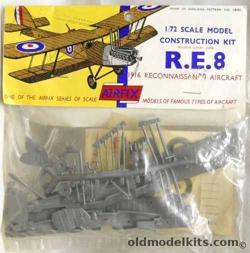 Airfix 1/72 RE-8 Recaonnaissance Aircraft 1916 - T2 Bagged, 1401 plastic model kit
