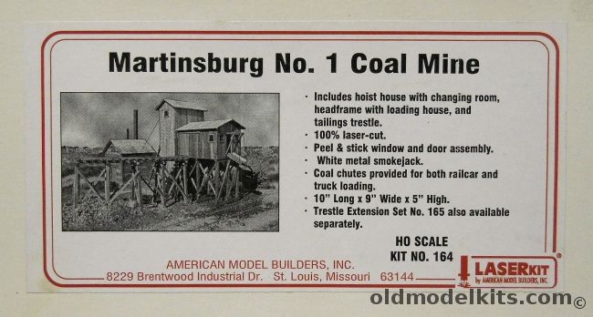American Model Builders 1/87 Martinsburg No. 1 Coal Mine - HO Scale Craftsman Kit, 164 plastic model kit