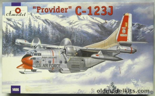 Amodel 1/144 C-123J Provider - With Landing Gear or Skis - Alaskan Air National Guard 1970, 1406 plastic model kit
