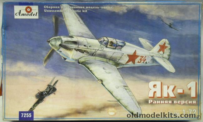 Amodel 1/72 TWO Yak-1 - USSR 18 FAR Pilot Golubow Spring 1943 / Winter Camouflage 1941/42, 7255 plastic model kit