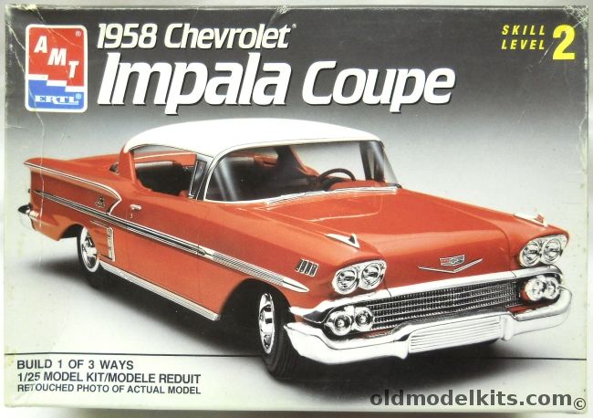 AMT 1/25 1958 Chevrolet Impala 2 Door Coupe - 3 in 1 - Stock / Show Custom / Street Rod, 6548 plastic model kit