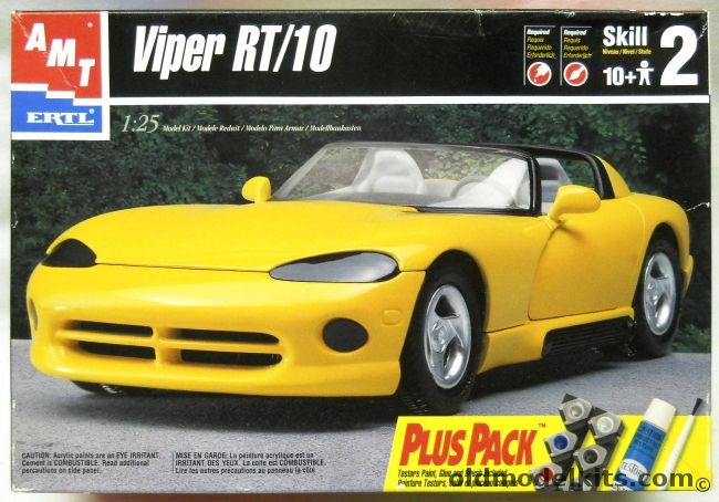 AMT 1/25 1995 Dodge Viper RT/10 - Plus Pack With Testors Glue / Paints / Brush Included, 8655 plastic model kit