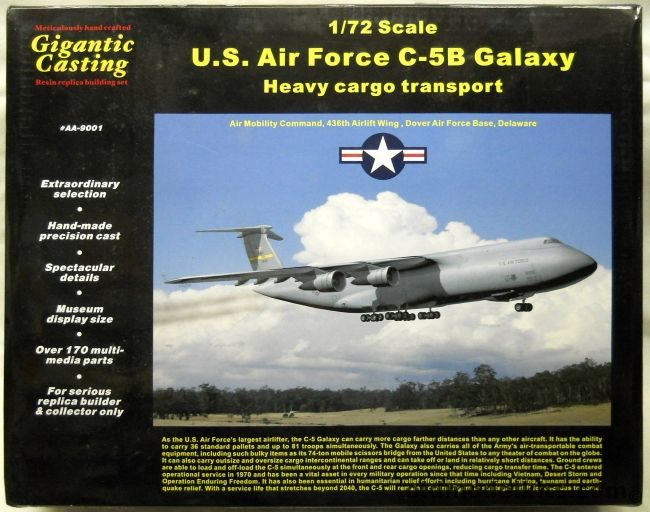 Anigrand 1/72 C-5B Galaxy - US Air Force Heavy Cargo Transport, AA9001 plastic model kit