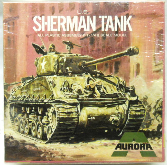Aurora 1/48 M4 Sherman Tank - US Army or Israeli Army, 329-150 plastic model kit