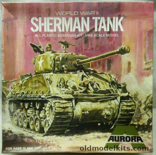 Aurora 1/48 M4 Sherman Tank - US Army or Israeli Army, 329 plastic model kit