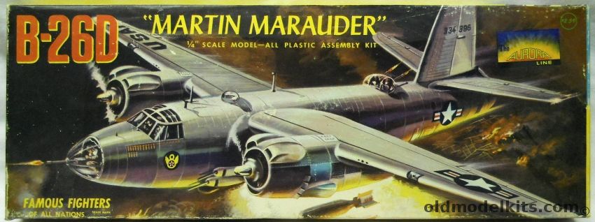 Aurora 1/46 Martin B-26D Marauder - Aurora Line Logo Famous Fighters of All Nations Issue, 371-259 plastic model kit